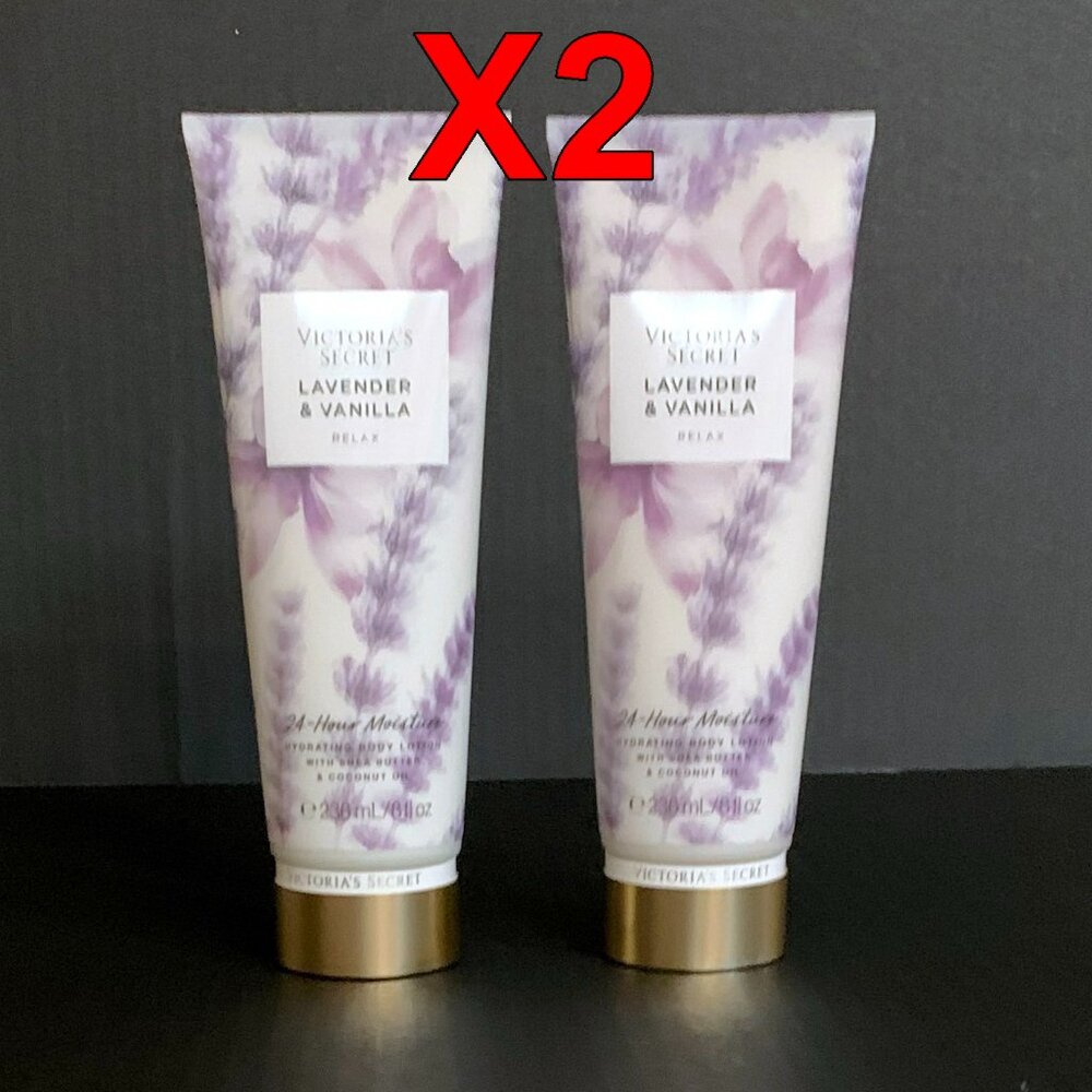 2X Victoria's Secret 24-Hour Moisture Hydrating Body Lotion Lavender & Vanilla